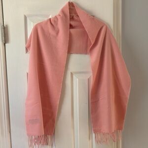 Pink Fringed Cashmere Scarf